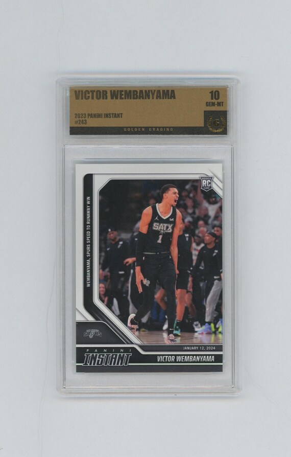 victor wembanyama graded rookie card 2023 Victor Wembanyama Topps Now 1st Graded 10 NBA Spurs Rookie of the Year Card