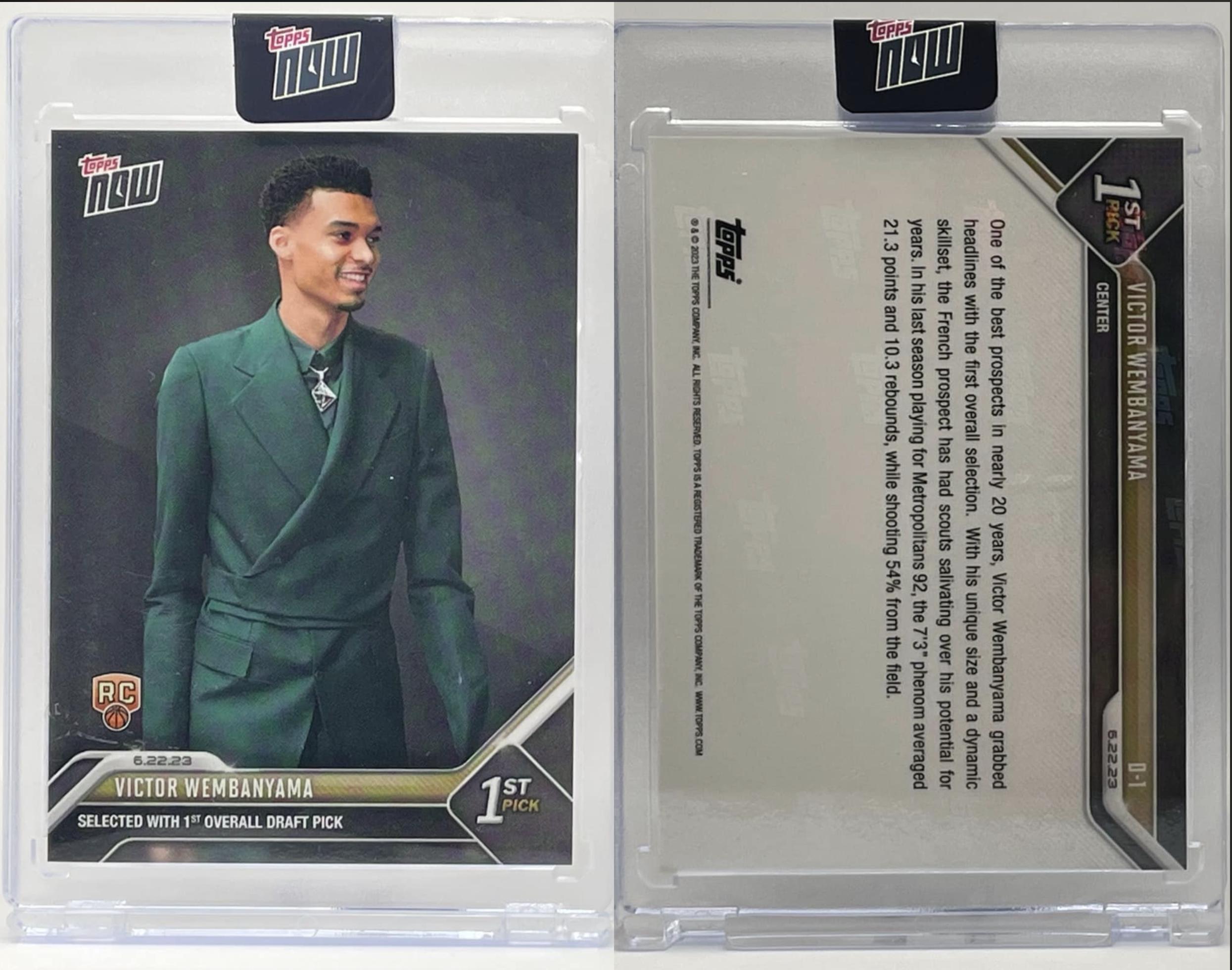 2023 Topps Now Card #D1 Victor Wembanyama 1st Draft Pick Rookie 