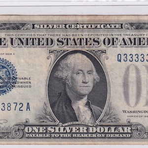 1-Serie 1928 A -lustige Rückseite Blaues Siegel Silber Zertifikat Dollarschein VG / EF)- Selten