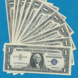 Lot of 10: 1957-A,B One Dollar  Blue Seal Silver Certificate Brilliant Uncirculated (AU/BU)-Rare