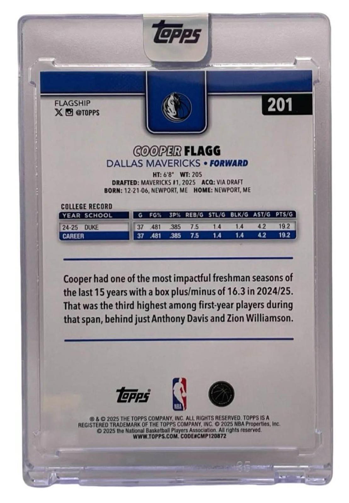 2025-26 Topps クーパー・フラッグ #201 ダラス・マーベリックス