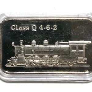Vintage Class Q 4-6-2 Locomotive Train 1 oz .999 Fine Silver Art Bar -Rare