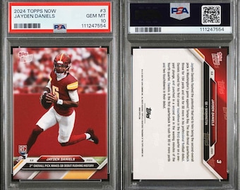 Tarjeta de novato Jayden Daniels n.° 3 de Topps Now 2024, RC PSA 10 Gem Mint