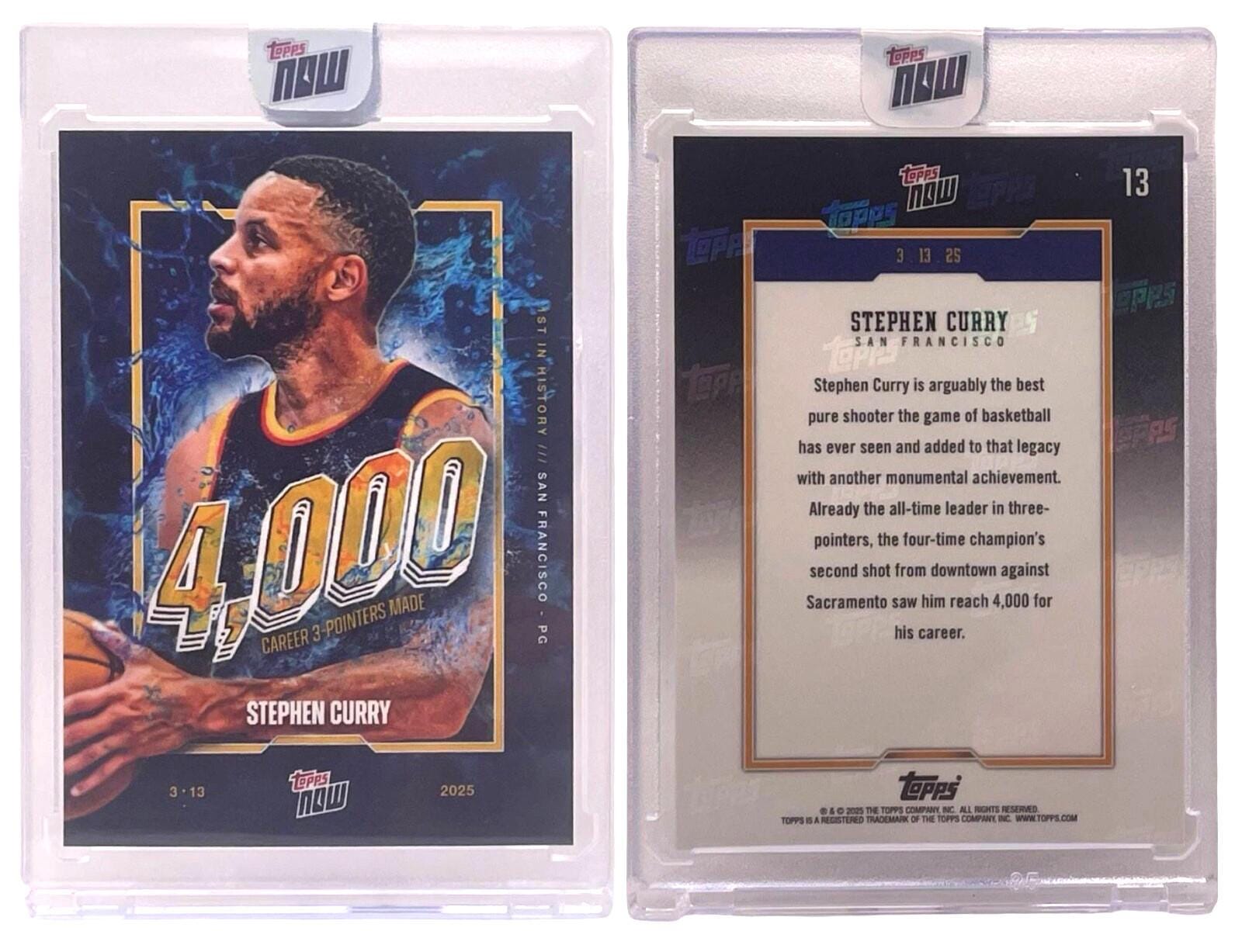 2024-25 Topps Now #13 ステフィン・カリー 1位選手 4000本の3ポイント