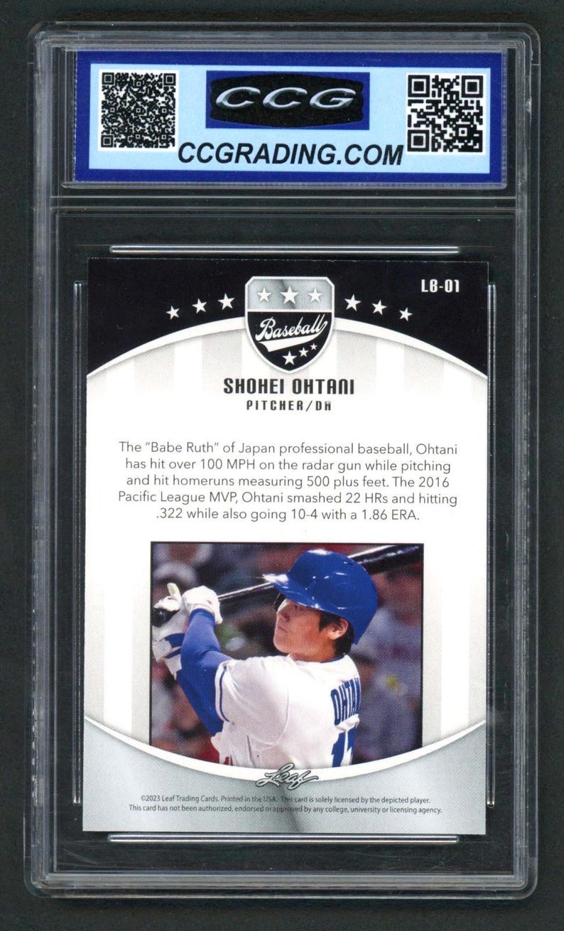 2023 Blatt Baseball Karte #fund-01 Shonei Ohtani Dodgers Graded CCG 10 Gem Mint Bild 2