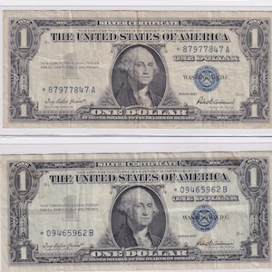 Nota Estrella (2 piezas) Certificado de Plata de un Dólar de 1957 Moneda VF/XF