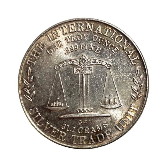 Vintage-1975 International Trade Unit 1 Oz .999 Fine Silver Round