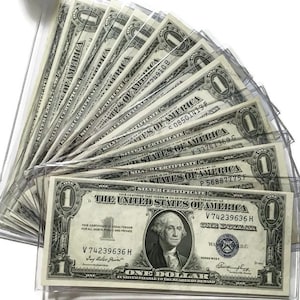 Lot of 10: 1935 -A-H Blue Seal Silver Certificate Almost Uncirculated (AU)-Rare