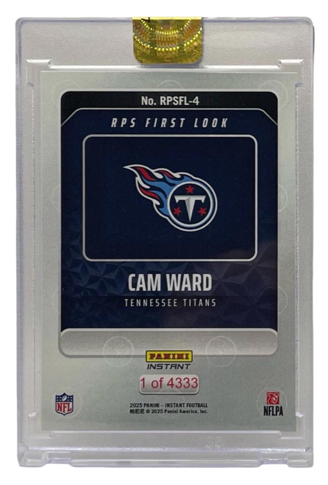 2025 Panini Instant NFL Rps First Look #4 Cam Ward ルーキーカード