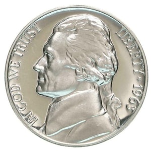 1963-P Jefferson Nickel ,GEM DCAM Proof, Brilliant Uncirculated BU