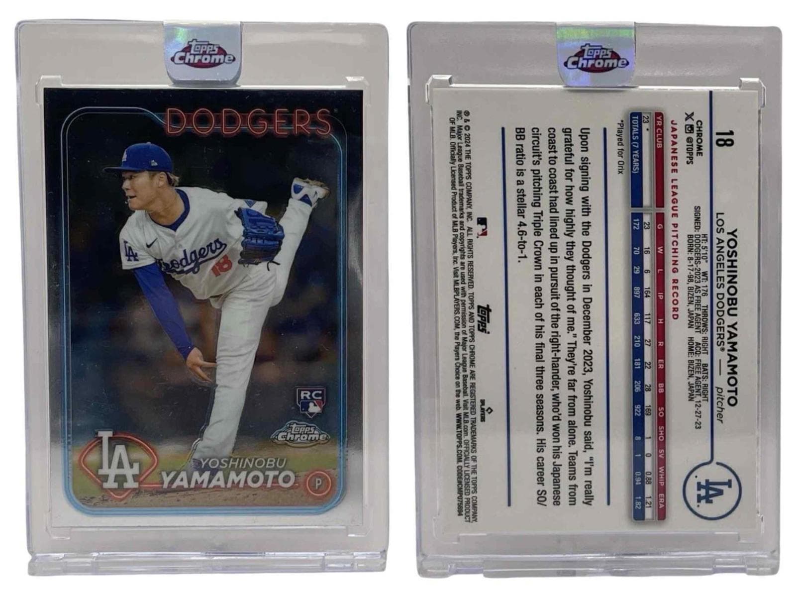 2024 Topps Chrome #18 Yoshinobu Yamamoto Los Angeles Dodgers