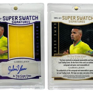 2024 Leaf In The Game Used # SWS-GJ1 Gabriel Jesus Super Swatch Patch Auto 1/6