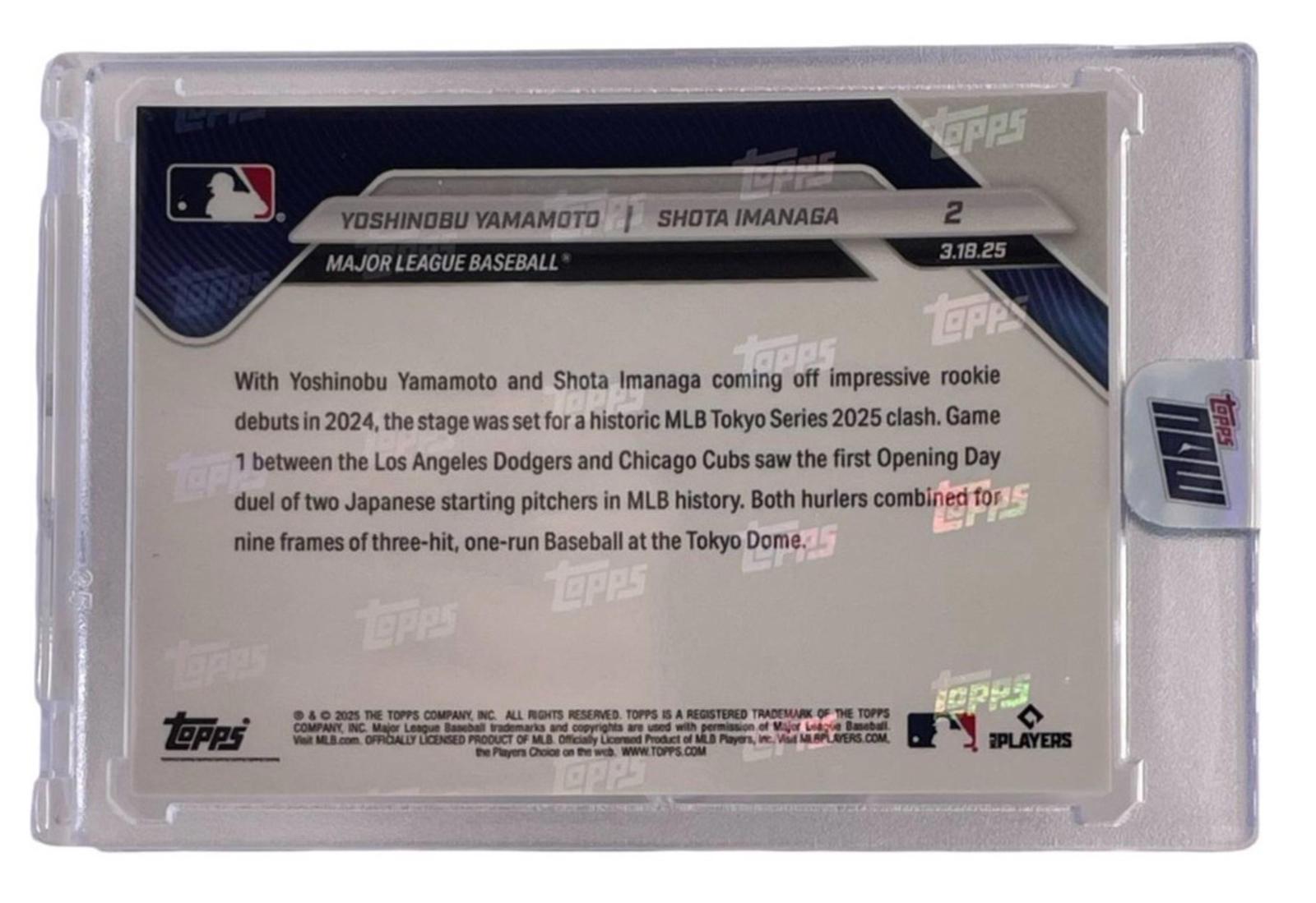 2025 Topps NOW MLB 東京シリーズ カード #2 山本由伸/今永昇太 - Etsy 