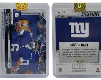 2025-26 Panini Instant NFL #33 Jaxson Dart New York Giants Rookie Card (RC)