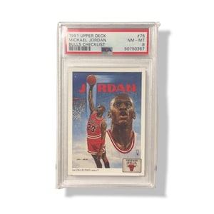 Michael Jordan 1991 Upper Deck 75 Bulls Checklist PSA 8 Nm-MT HOF