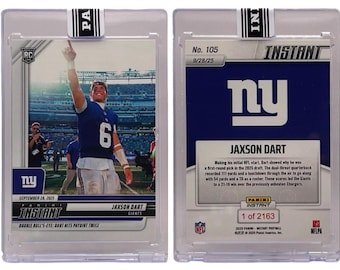 Tarjeta de novato de los New York Giants (RC) Panini Instant NFL n.° 105 de Jaxson Dart (2025-26)