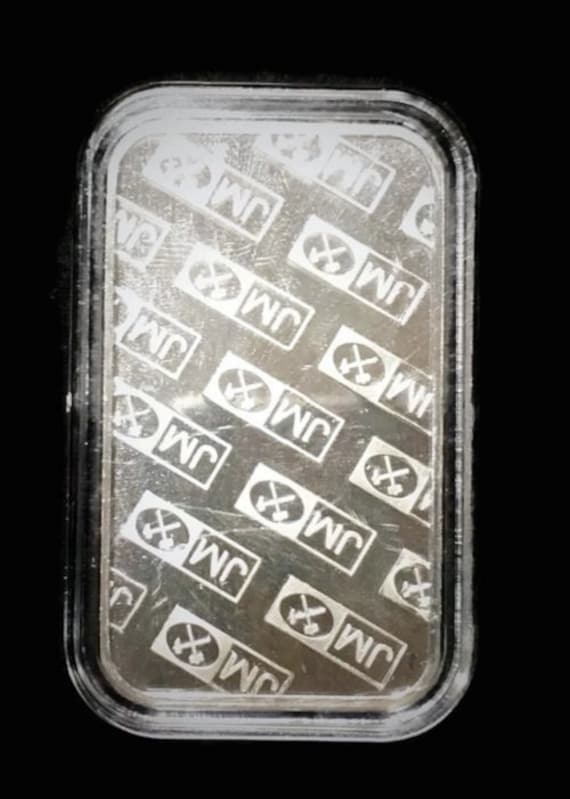 Vintage JOHNSON MATTHEY 1 Troy Oz .999 Fine Silver Bar W/SR