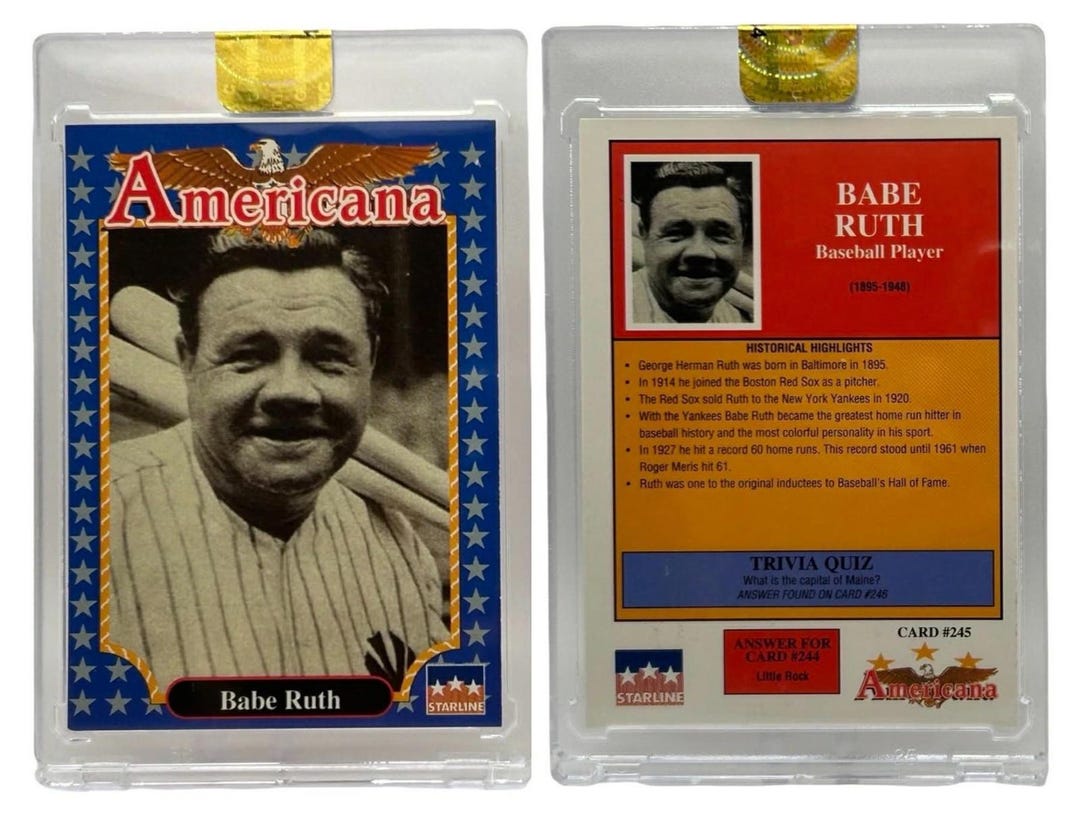 1992 Starline Americana #245 Babe Ruth NY Yankees HOF Sealed/encased - Etsy