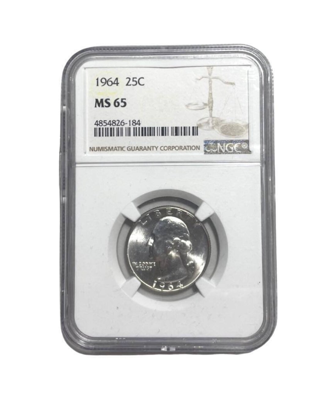 1964-P ジョージ・ワシントン シルバークォーター NGC MS65 認定
