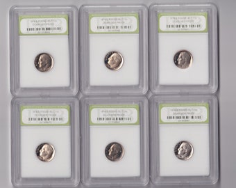 Lot of 6-1974-S  Roosevelt Dime  Proof Decam Deep CAMEO Slabbed.