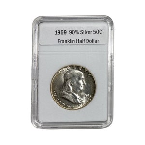 1- Echte 1959 P ,D,S Franklin Silber Münze mit Druckknopf- selten (AU/BU)
