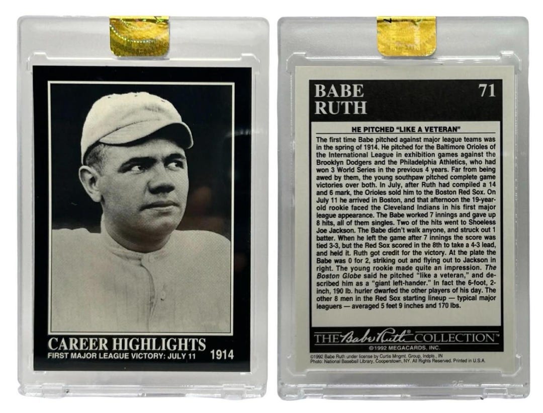 1992 Megacards the Babe Ruth Collection Babe Ruth #71 HOF Sealed ...
