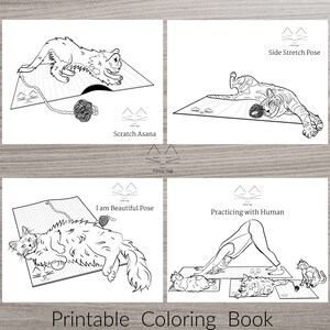 Yoga Cats Practicing Yoga PDF Downloadable Coloring Book image 3