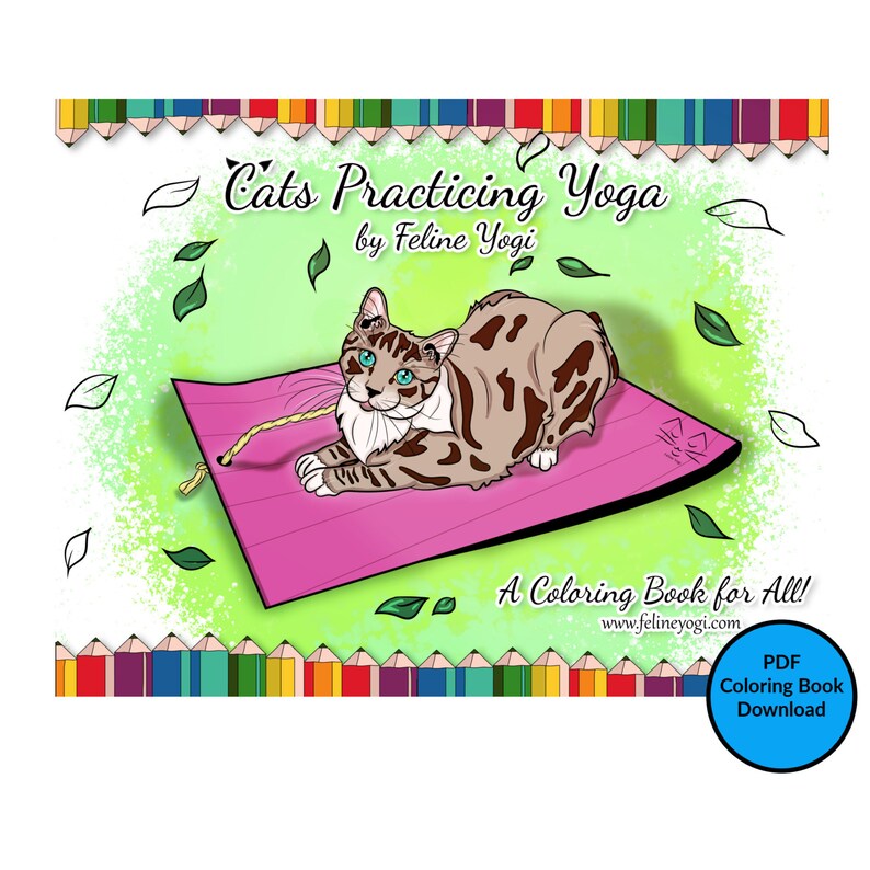 Yoga Cats Practicing Yoga PDF Downloadable Coloring Book image 1