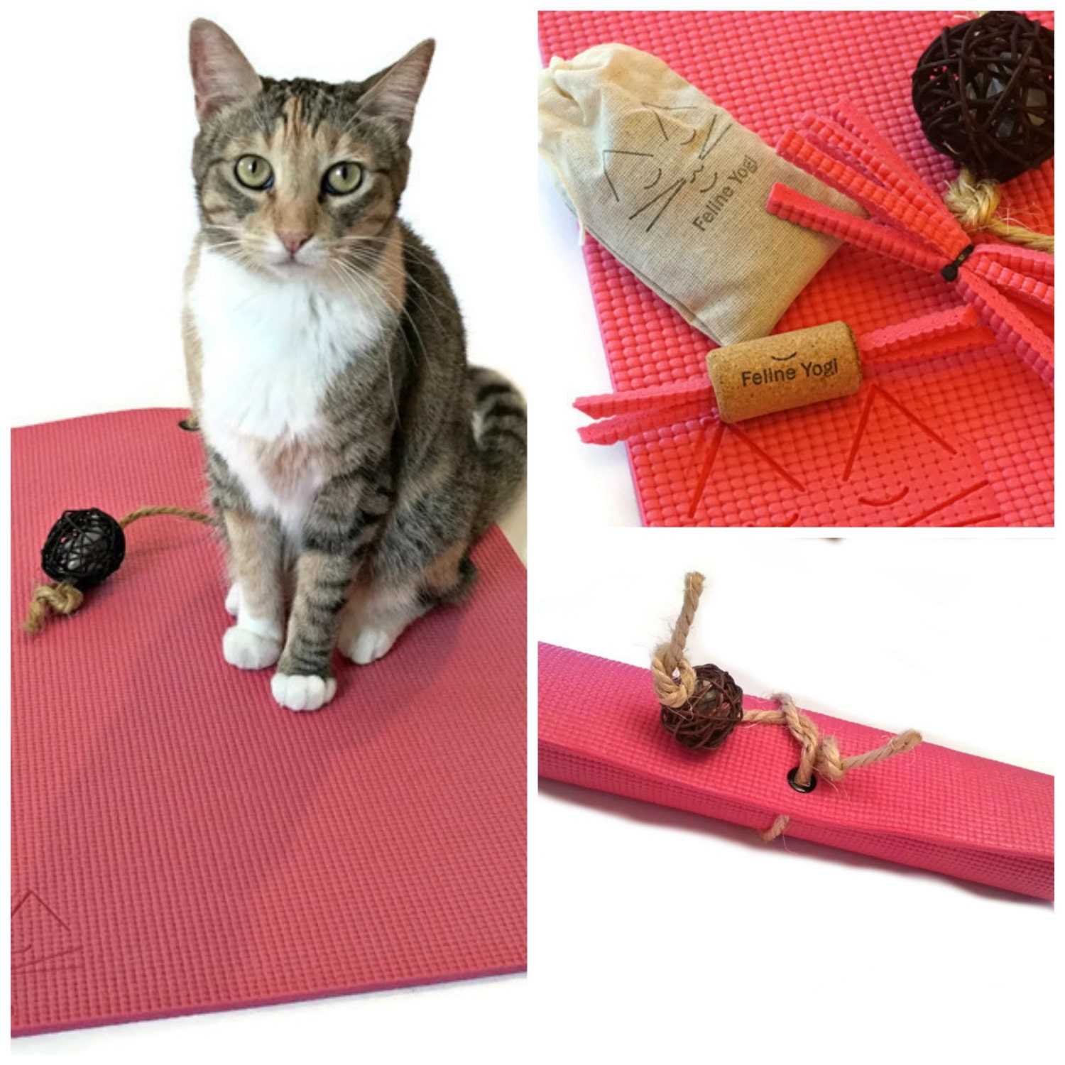 Great Gift for Cat Lover Pink Yoga Cat Mat Toy Cat Toys Etsy