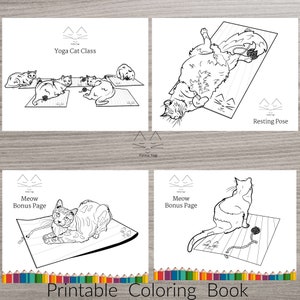 Yoga Cats Practicing Yoga PDF Downloadable Coloring Book image 4