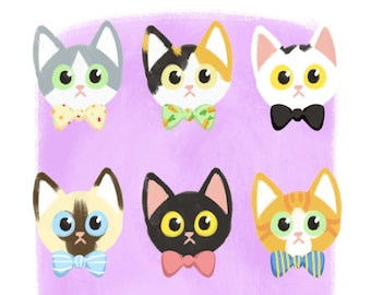 Cats and Bowties Art Print