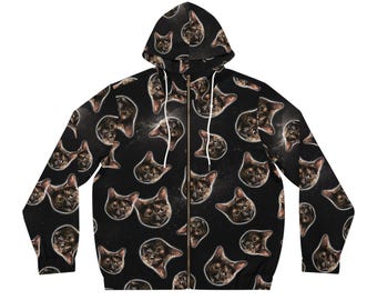 Tortie Cat Black Nebula Hoodie (AOP)