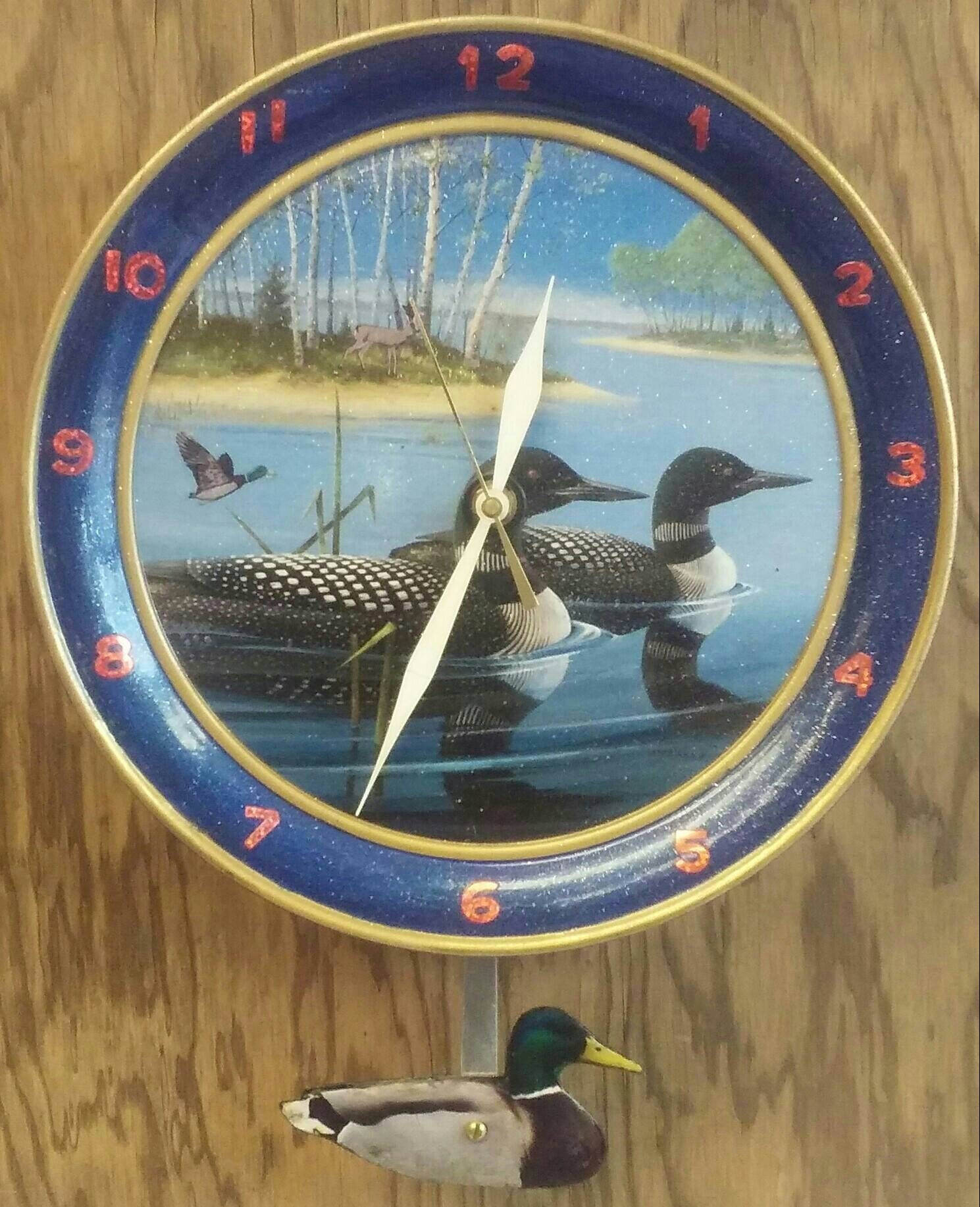 Repurposed Cookie Tin Pendulum Wall Clock Ducks on the Lake Etsy
