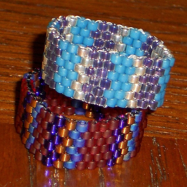 Custom Seed Bead Ring, Multi Color Ring, Beaded Ring, Banded Ring, Striped Ring, Glass Ring, Delica Seed Bead Ring, ECLECTIC Collection