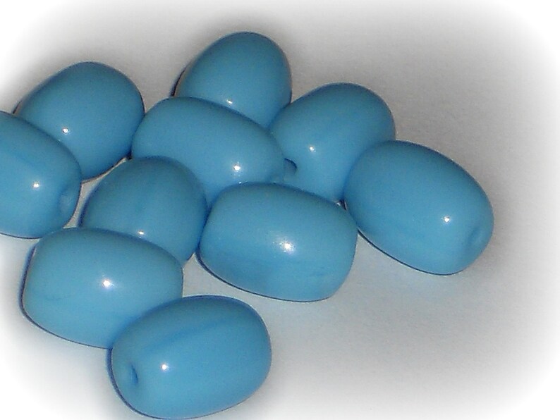 Vintage Czech Glass Beads Opaque Light Blue Turquoise Beads Etsy