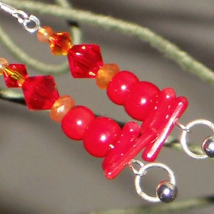 Red Coral Earrings, Orange Carnelian Earrings, Crystal Earrings, Silver Earrings, Gemstone Earrings, SILVER & ELEMENTS Collection