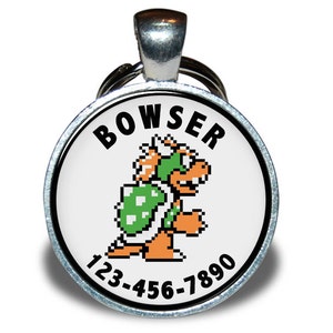 Pet ID Tag - Bowser Nintendo, Pixelated *Inspired* - Dog tag, Cat Tag, Pet Tag