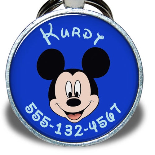 Pet ID Tag Mickey Mouse inspired Dog Tag Cat Tag Pet Etsy