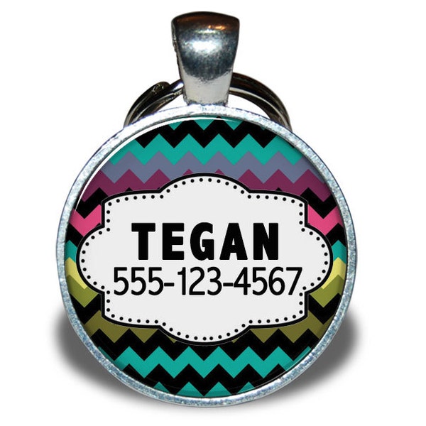 Pet ID Tag - Colorful Chevron - Dog tag, Cat Tag, Pet Tag