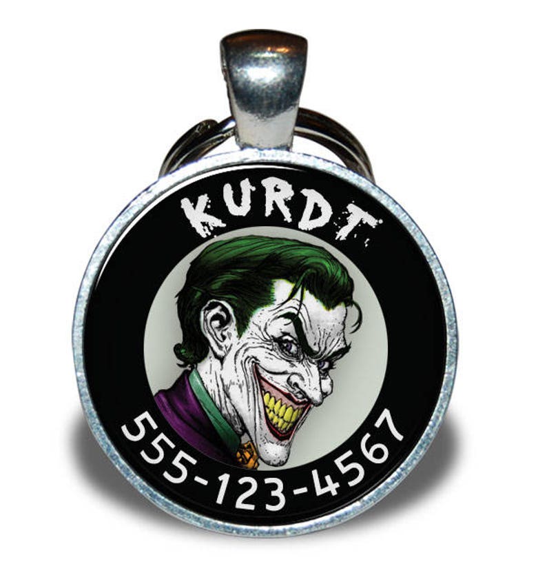 Pet ID Tag Joker Inspired Dog tag, Cat Tag, Pet Tag image 1