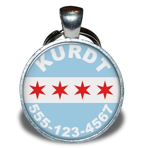ID Tag - drapeau de Chicago - Dog tag, Tag Cat, Pet Tag pour animaux de compagnie