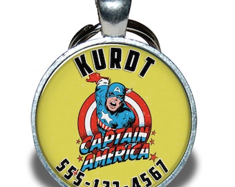Pet ID Tag - Captain America *Inspired* - Dog tag, Cat Tag, Pet Tag