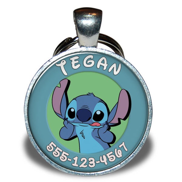 Haustier ID Tag - Stitch Lilo and Stitch *Inspired* - Hundeanhänger, Katzenanhänger, Haustieranhänger