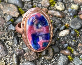 Raw Copper Color Splash Ring | Size 7