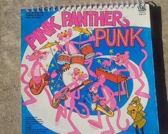 Pink Panther Punk Blank Book made from vintage record album cover