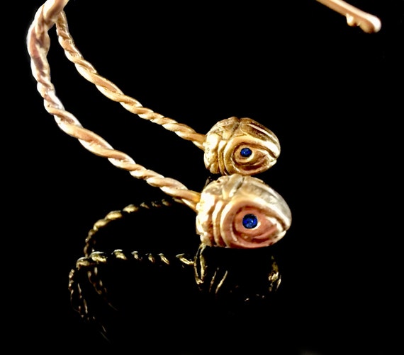 Alte Welt Sumerian Twisted Gold Lowe Ohrringe Set Mit Blauen Etsy
