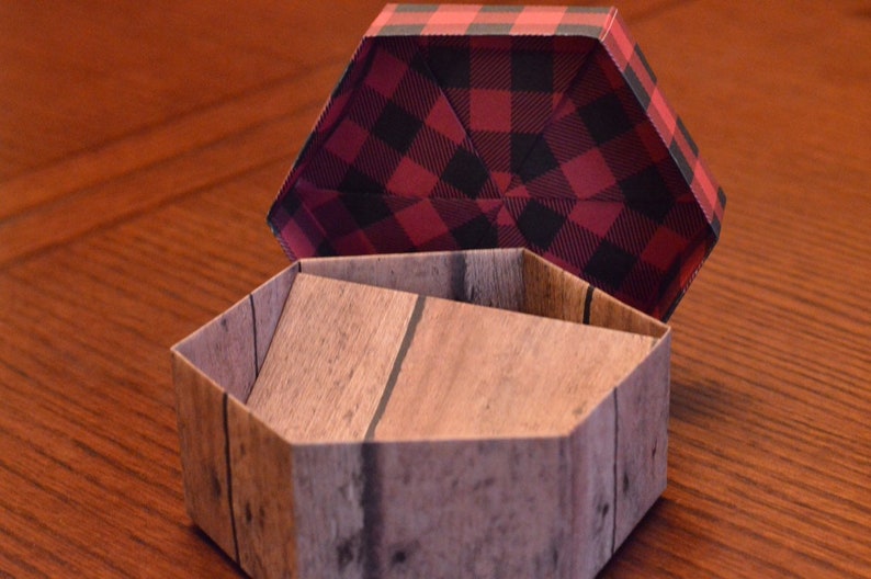 Gift Card Box Buffalo Plaid and Wood Etsy
