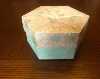 Large Snowflake Origami Hexagon Box with Lid ("Frozen")