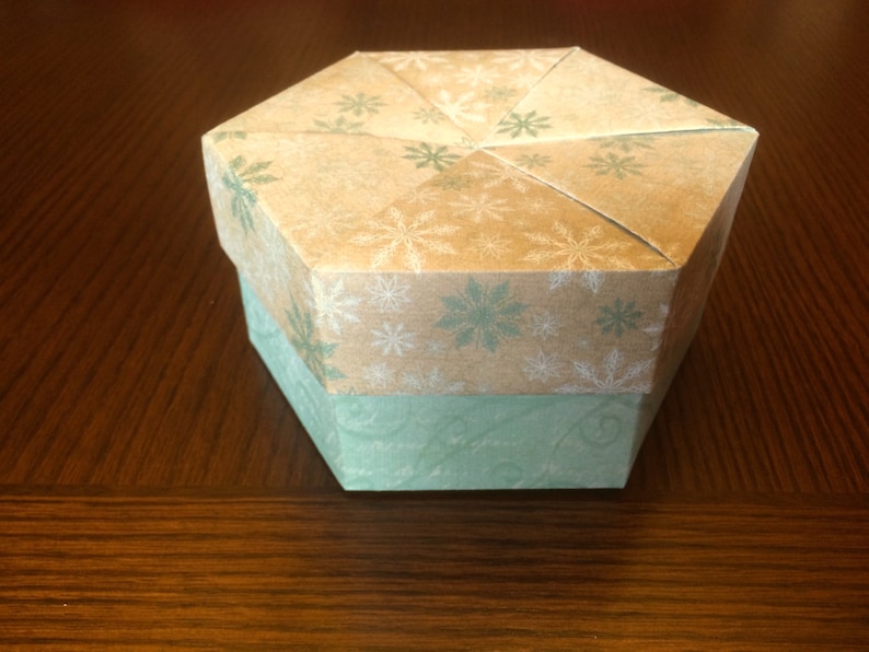 Large Snowflake Origami Hexagon Box With Lid Etsy