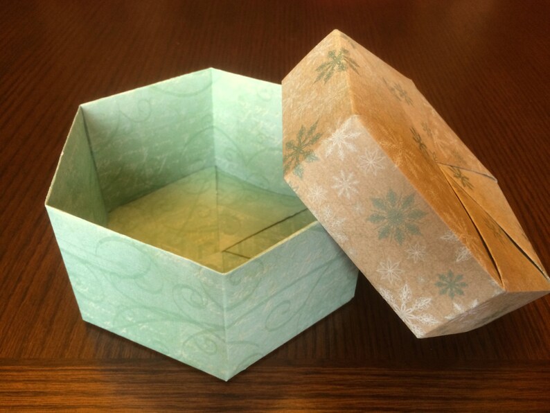 Large Snowflake Origami Hexagon Box with Lid Etsy